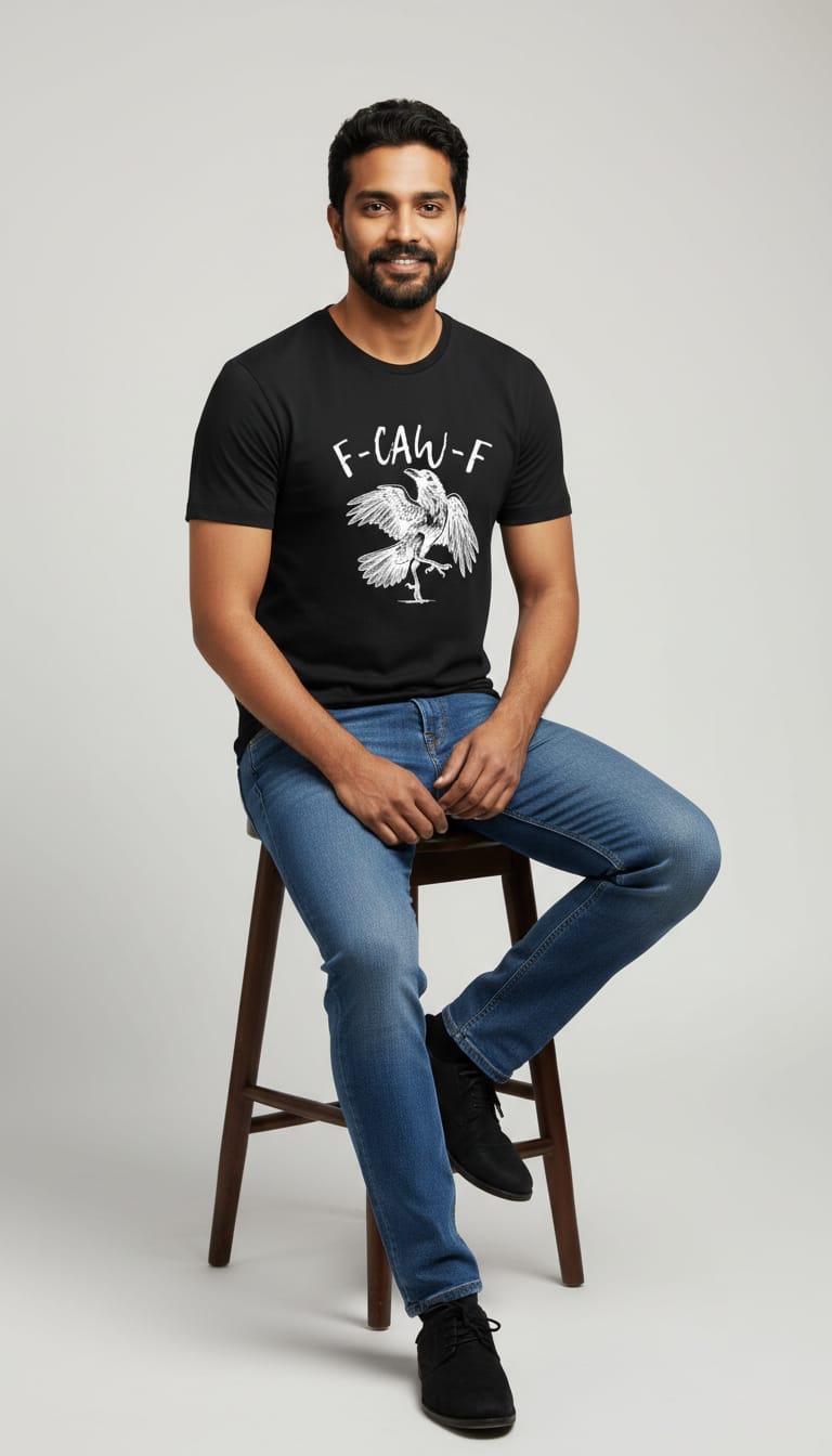 "F-CAW-F" Raven Graphic T-Shirt – Pitch Black