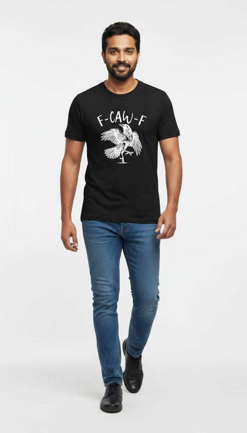 "F-CAW-F" Raven Graphic T-Shirt – Pitch Black