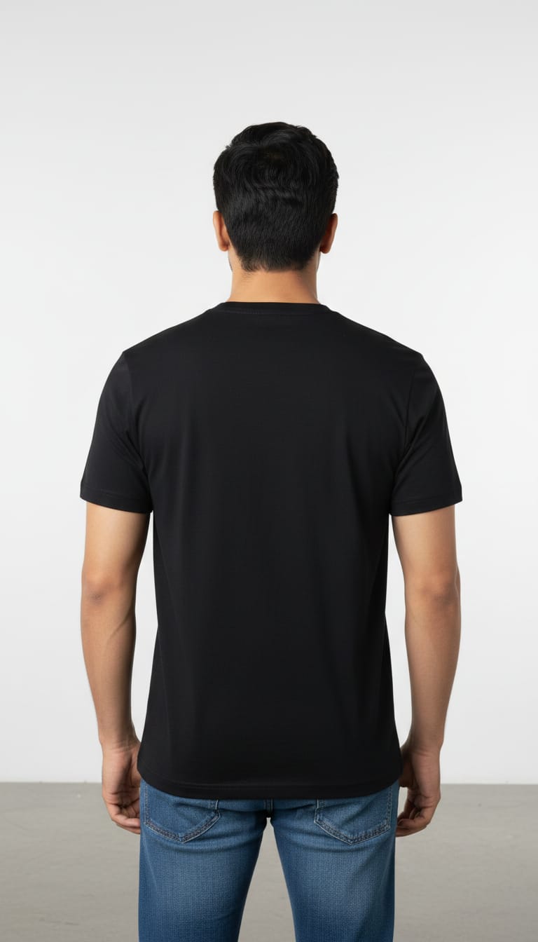 Men's Regular Fit Cotton Round Neck T-Shirt | Black Casual Graphic Printed Tee – Vertical Typography and Bird Design