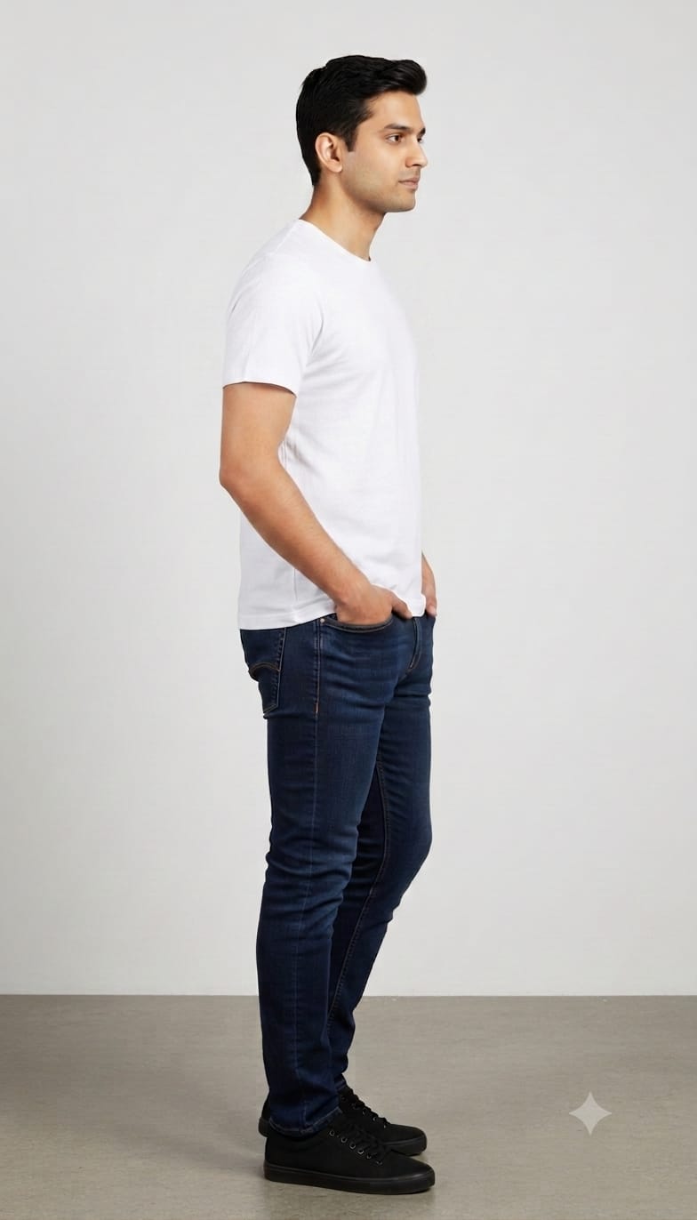 Men's White Short Sleeve T-Shirt with Front Yellow Eyes Mini Graphic and "DARK" Back Print