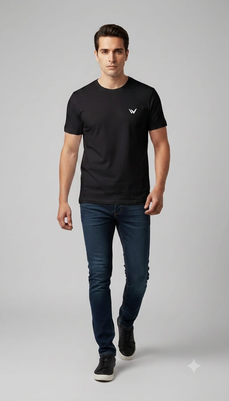 Men's Black Graphic Tee - "SINGH" Tiger Face Back Design