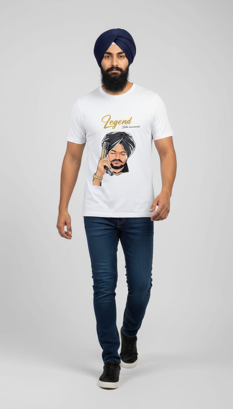 Men's Regular Fit Cotton Round Neck T-Shirt | Sidhu Moose Wala Legend Graphic Tee