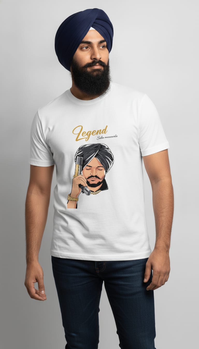 Men's Regular Fit Cotton Round Neck T-Shirt | Sidhu Moose Wala Legend Graphic Tee