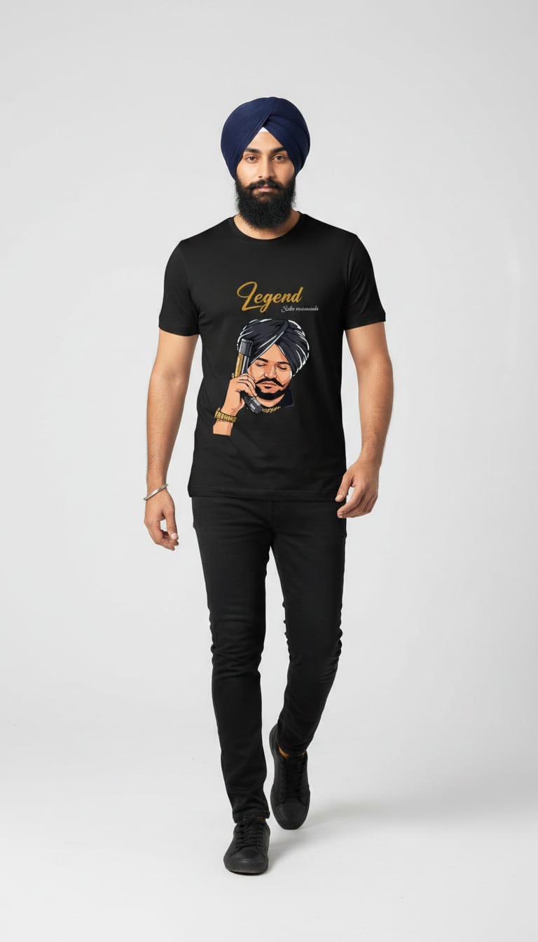 Men's Regular Fit Cotton Round Neck T-Shirt | Sidhu Moose Wala Legend Graphic Tee
