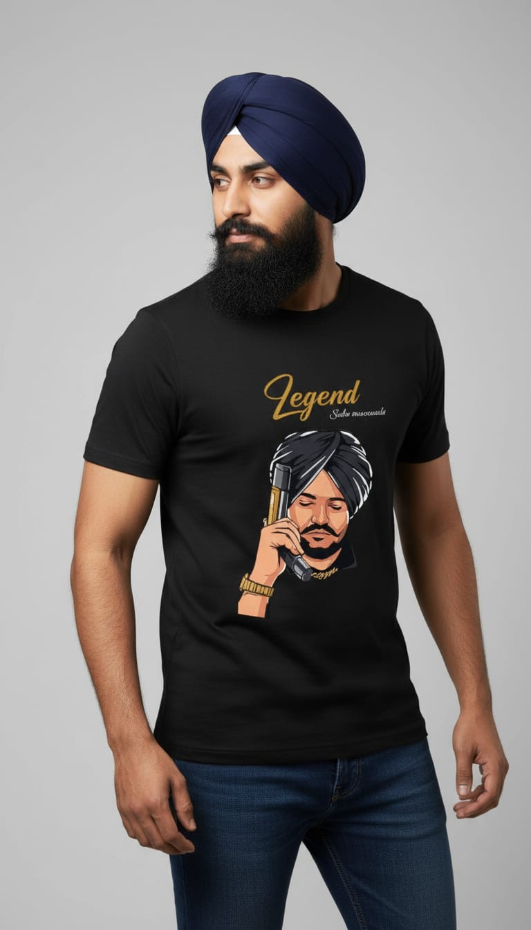 Men's Regular Fit Cotton Round Neck T-Shirt | Sidhu Moose Wala Legend Graphic Tee