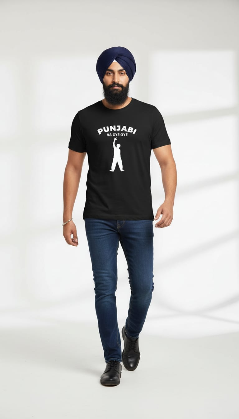 Men's "Punjabi Aa Gye Oye" Graphic Tee – Premium Black Diljit Dosanjh Inspired Streetwear T-Shirt