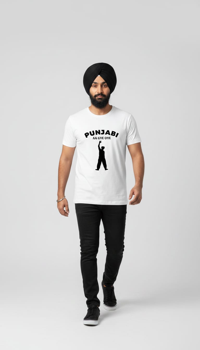 Men's "Punjabi Aa Gye Oye" Graphic Tee – Premium White Diljit Dosanjh Inspired Streetwear T-Shirt