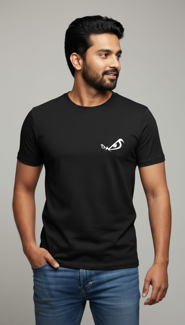 Men's Evil Eyes Minimalist Graphic Tee – Premium Black Streetwear T-Shirt