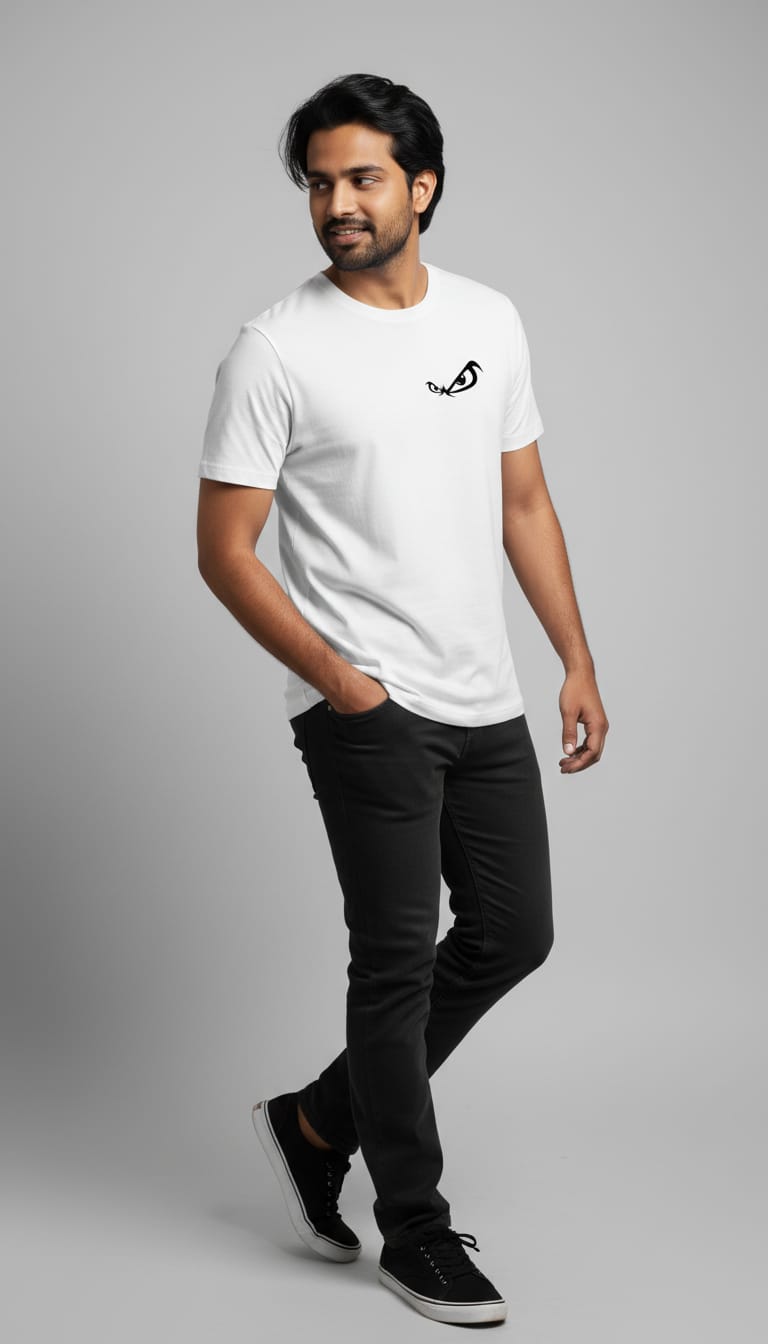 Men's Evil Eyes Minimalist Graphic Tee – Premium White Streetwear T-Shirt