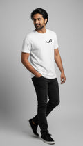 Men's Evil Eyes Minimalist Graphic Tee – Premium White Streetwear T-Shirt