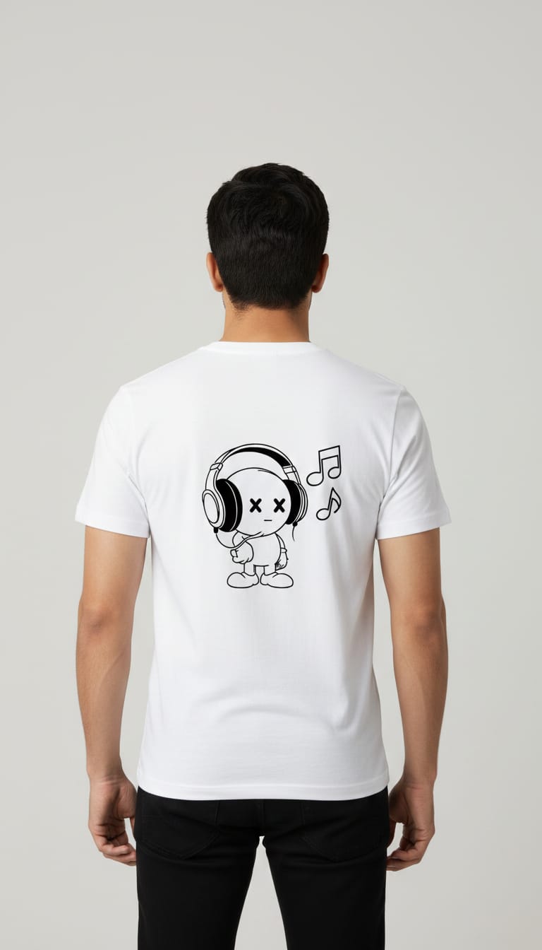 Men's Rhythm & Groove Premium White Graphic Streetwear Tee – Special Edition Music & Vinyl Culture Round neck