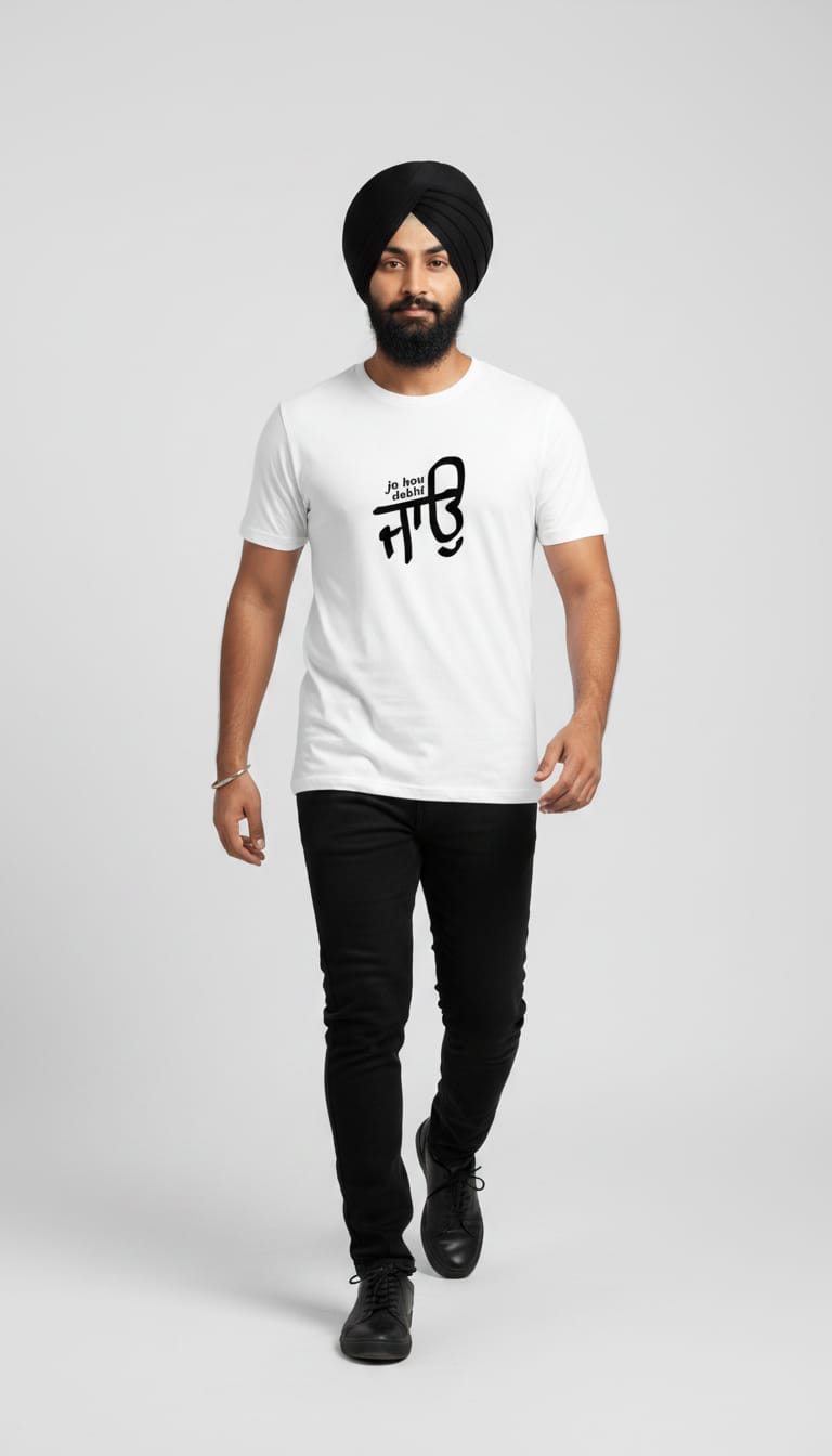 Men's "Jo Hou Dekhi Jau" Punjabi Graphic T-Shirt – Premium White Typography Streetwear Tee